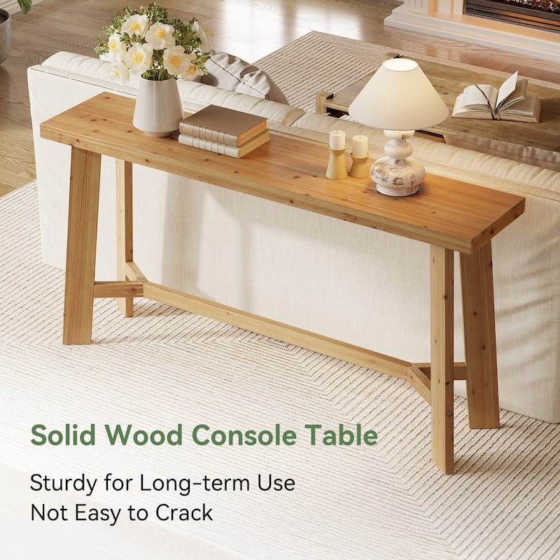 63-Inch Solid Wood Console Table for Living Room