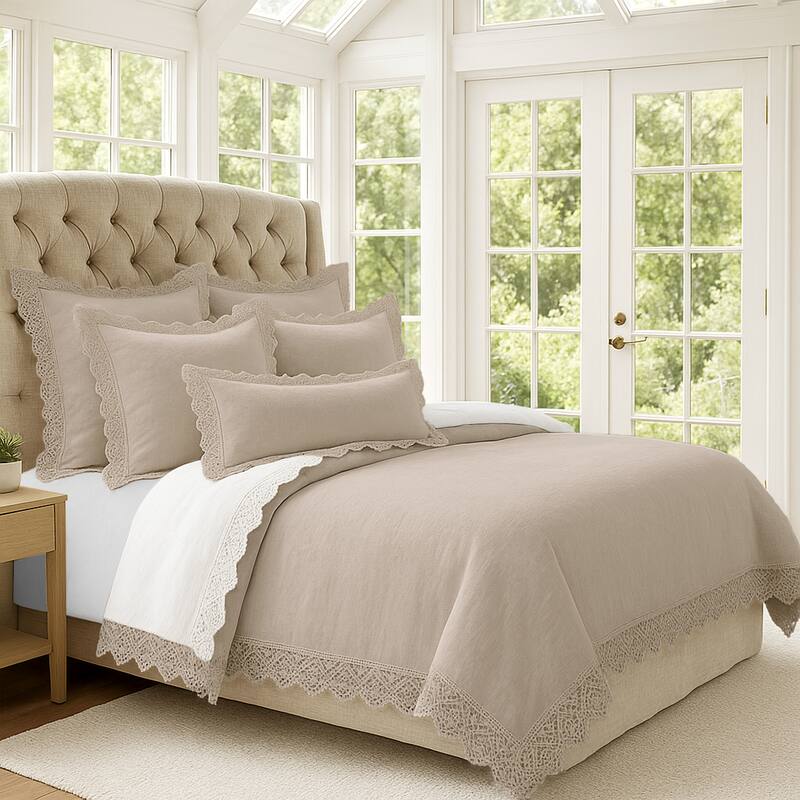 Elsie Lace Natural 6 Piece Coverlet Set