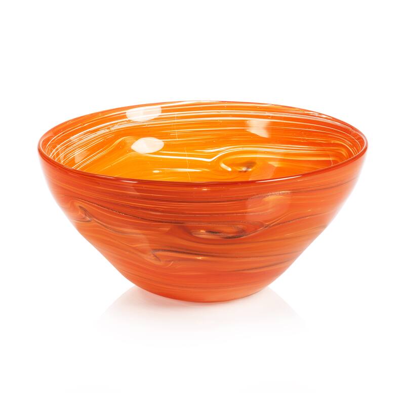 Delphine Glass Serving Bowl - Multi Orange - 12" x 5"