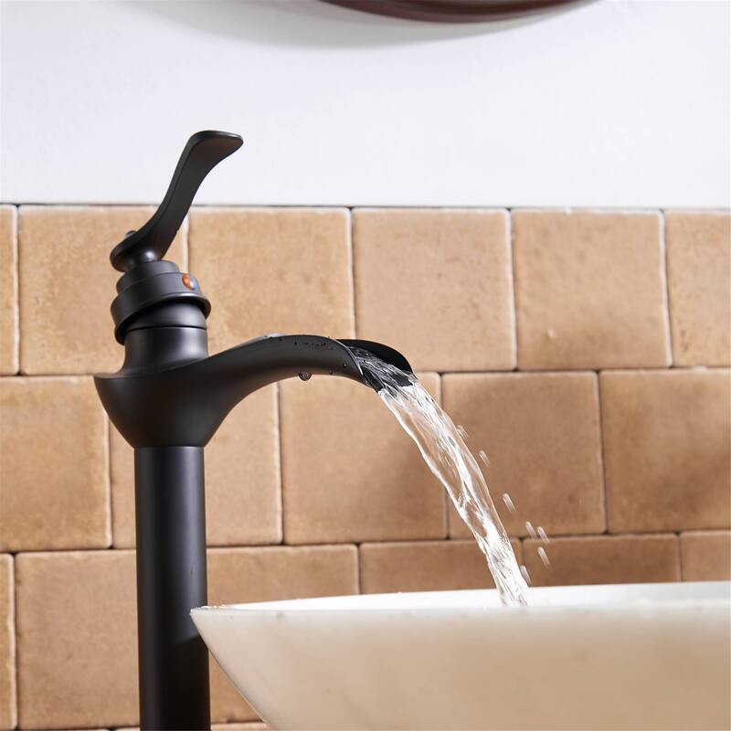 Waterfall Bathroom Vessel Faucet With Drain Assembly Single Handle Bathroom Vessel Sink Faucets One Hole High Taps With Valve