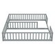 preview thumbnail 22 of 31, Double Twin Size Pine Wood Floor Bed with Fence, Guardrails, without door