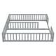 preview thumbnail 11 of 31, Two-in-One Twin Size Floor Bed with Fence Guardrails, No Door and No Slats for Multi Children Double Bed Frame Toddler Floor Bed