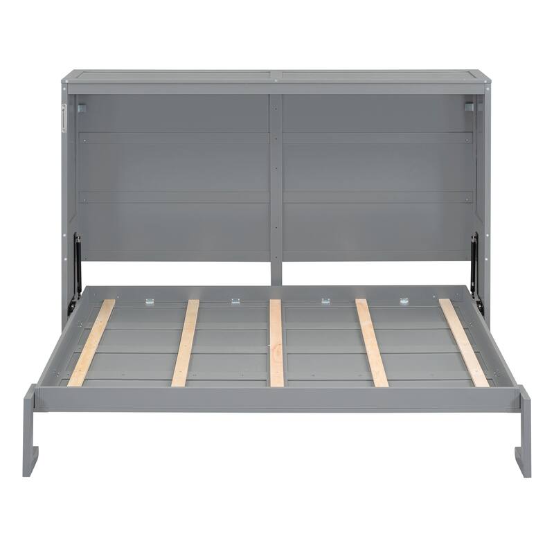 Queen Size Murphy Bed Wall Bed,Gray