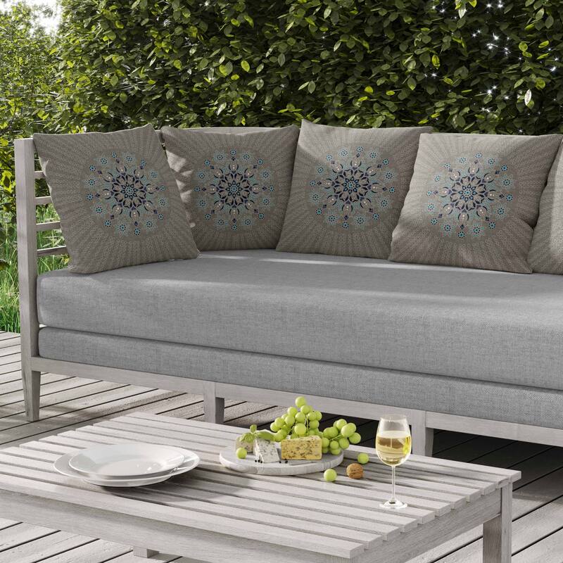 Wisteria Whirl Indoor/Outdoor Reversible Throw Pillow Gray and Blue
