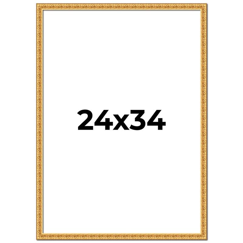 24x34 Frame Gold Real Wood Picture Frame Width 1 inches | Interior