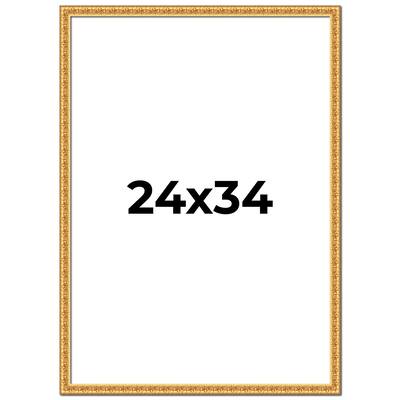 24x34 Frame Gold Real Wood Picture Frame Width 1 inches | Interior