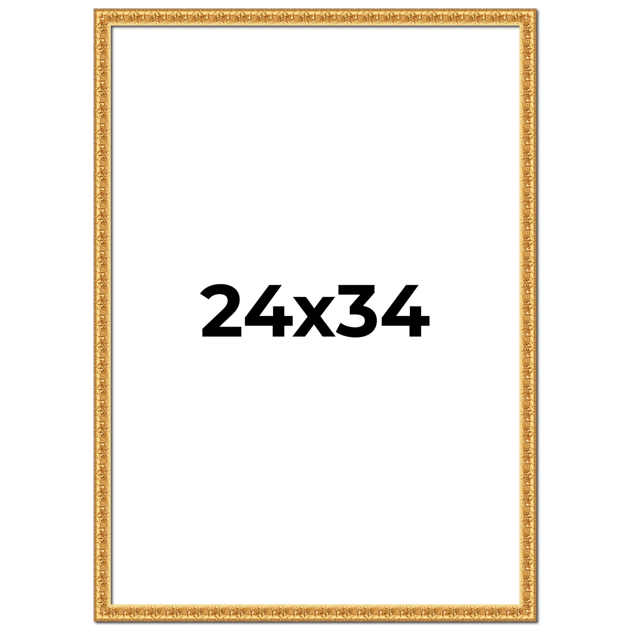 24x34 Frame Gold Real Wood Picture Frame Width 1 inches | Interior