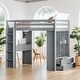 preview thumbnail 2 of 18, Eye-catching Design Twin Size Loft Bed with large shelves, Desk and LED Light, Maximum storage space, Versatility galore, Grey