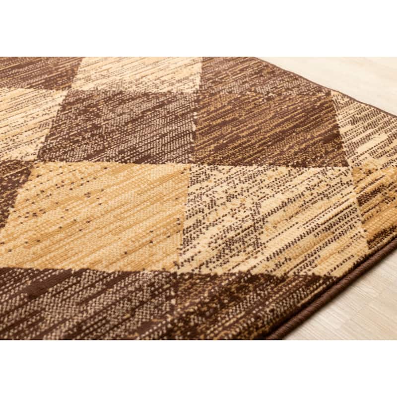 Florence Collection - Brown Beige Shaded Diamonds Indoor Area Rug