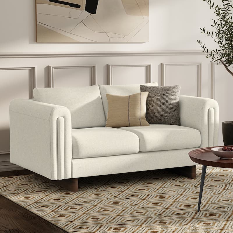 WYNDENHALL Drayton 61 inch Wide Contemporary Loveseat Sofa in Tightly Woven Performance Fabric -  61" W x 38" D x 30" H - Ivory