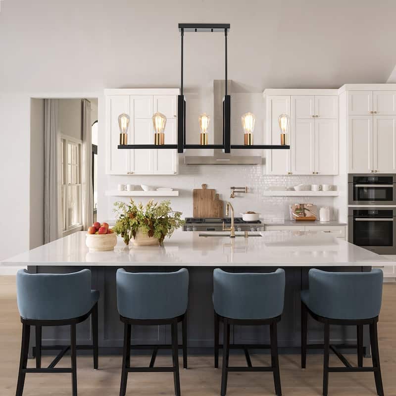 Modern Farmhouse 8-Light Square Frame Kitchen Island Chandelier - 35.8in