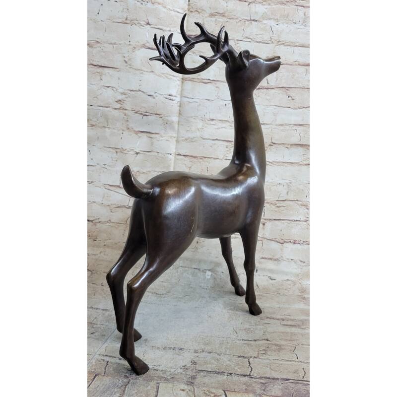 Signed Miguel Lopez Stag Buck Deer Bronze Sculpture Hot Cast Figure Figurine