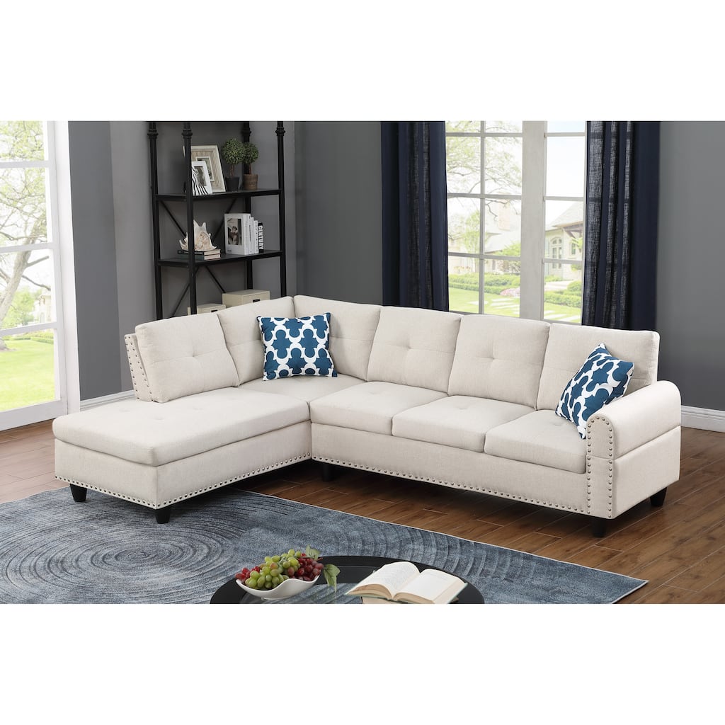 Paired L - shaped Sofa in Beige 2pc For Living Room