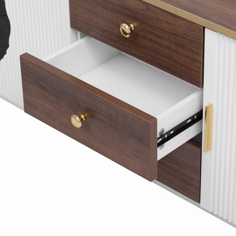 Modern TV Stand with 3 Drawers and Shelf for TVs Up to 80" for Living Room Entertainment Center