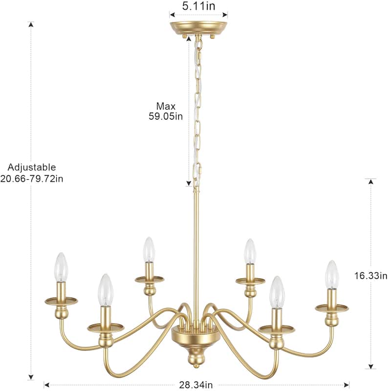6-Light Dimmable Traditional Chandelier for Dining Room - Bed Bath ...
