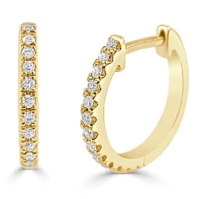 Joelle Collection Diamond Huggie Earring - 14K Gold Earrings 1/10 CTTW U-Shaped Hoops With Certified Diamonds