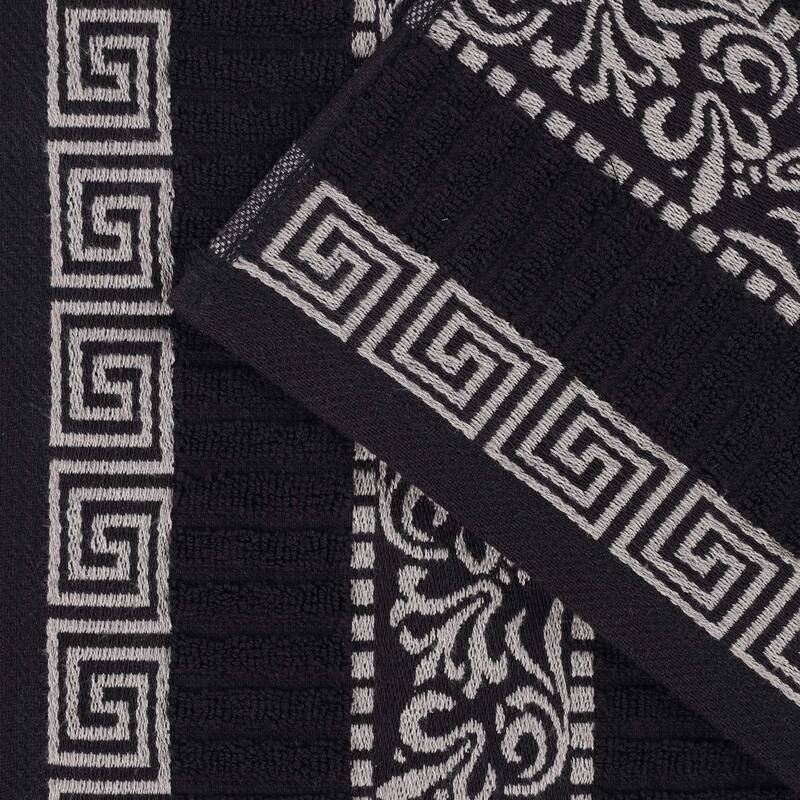 Superior Athens Cotton Floral Border Greek Key 6-Piece Towel Set