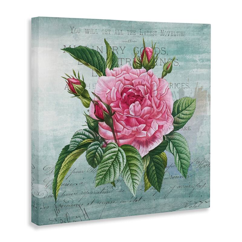 Stupell Pink Dahlia over Rustic Canvas Wall Art Design By Susan Arnot