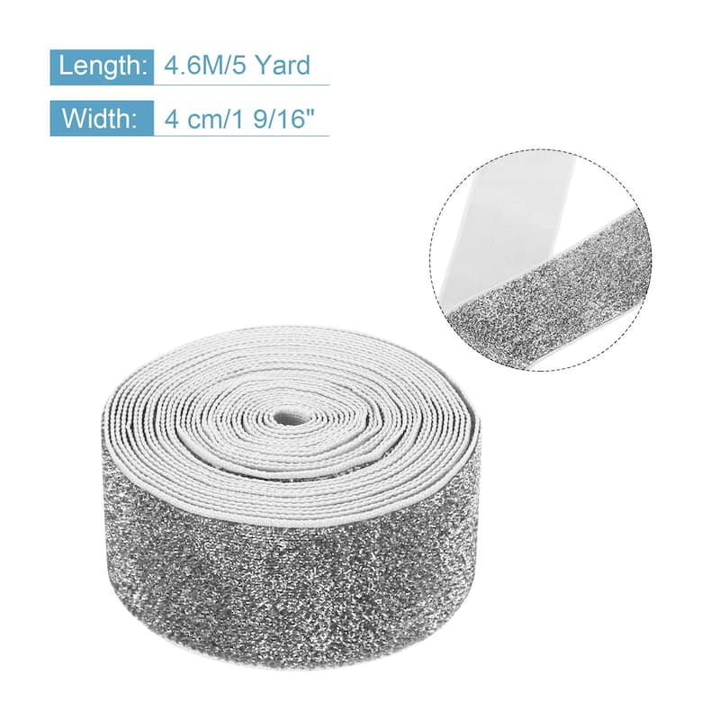Metallic Glitter Velvet Ribbon for Gift Wrapping - Silver - 1 9/16"x 5 Yard