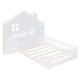 preview thumbnail 3 of 7, White Wooden House Platform Bed with Window and Roof, Bedside Drawers, Shelves, Sockets, and USB Port