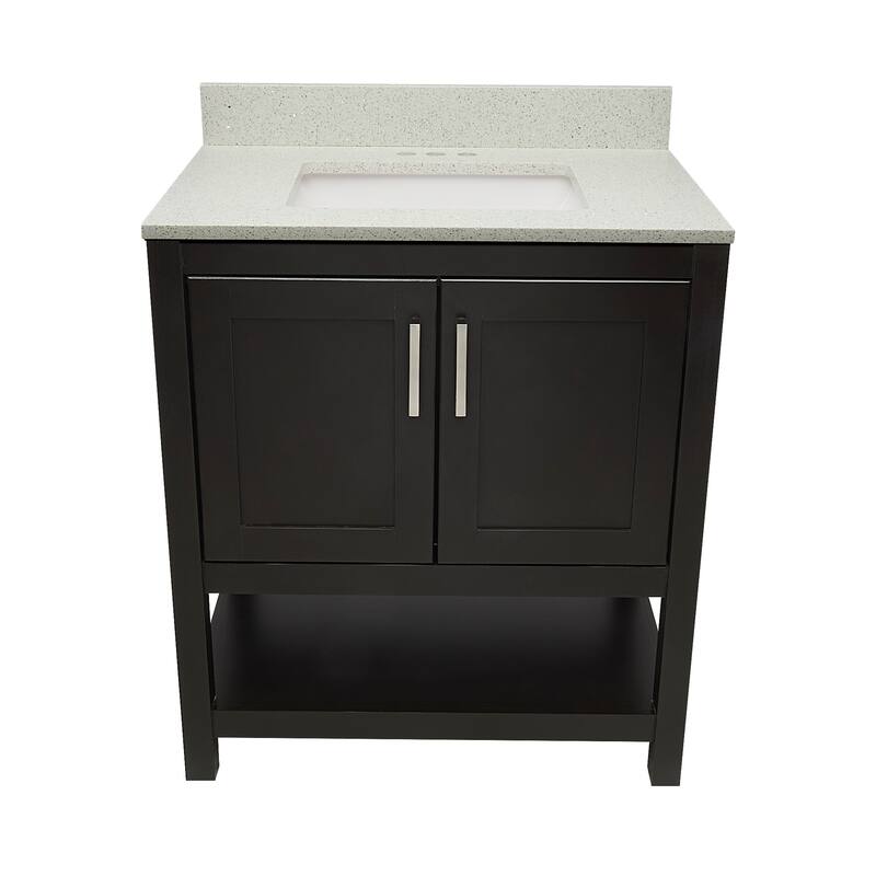 Taos 31" Bathroom Vanity with Cultured Marble Vanity Top Sink in White with White Basin - Brown - Galaxy White