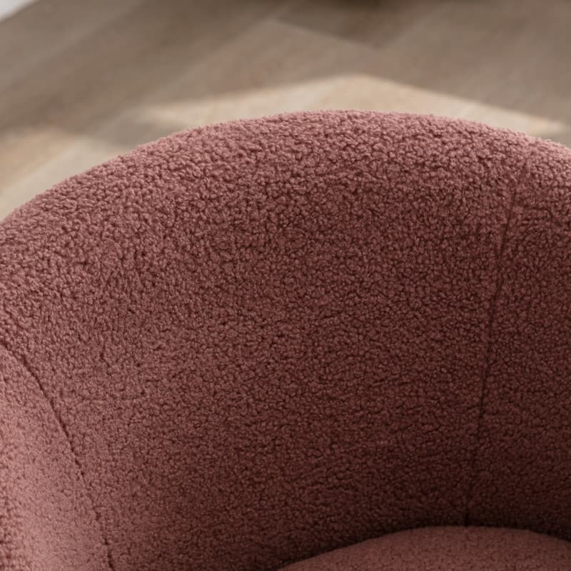 Teddy Fabric Swivel Accent Barrel Chair With Powder Coating Metal Ring