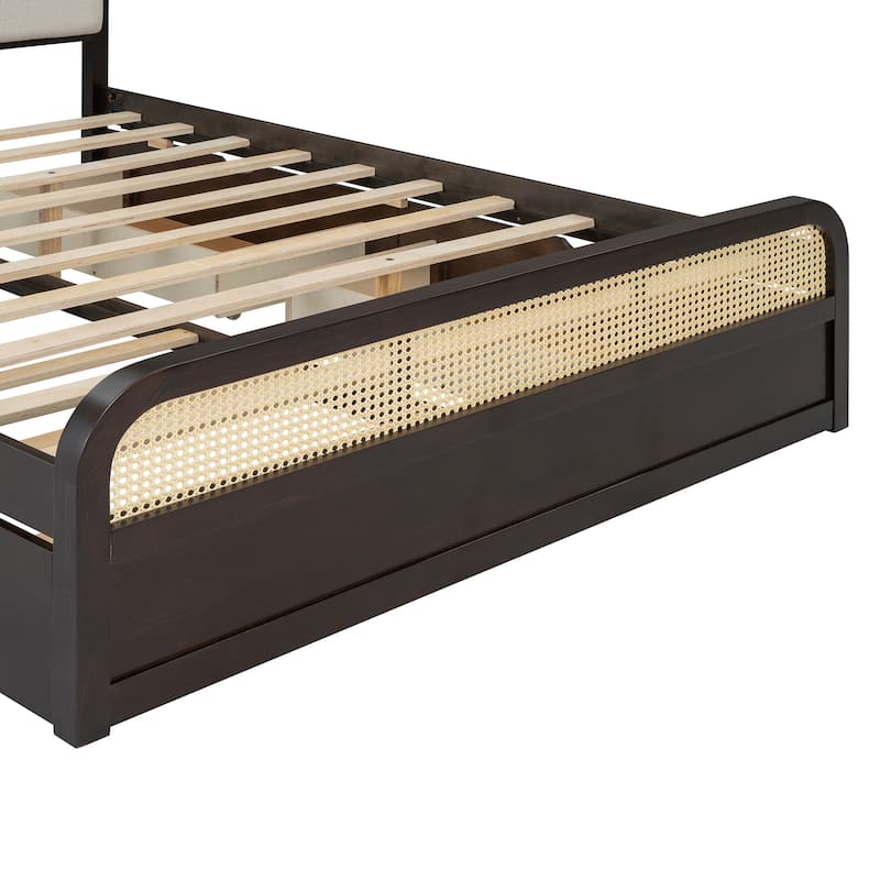 Espresso Queen Platform Bed with Trundle and Storage Drawers