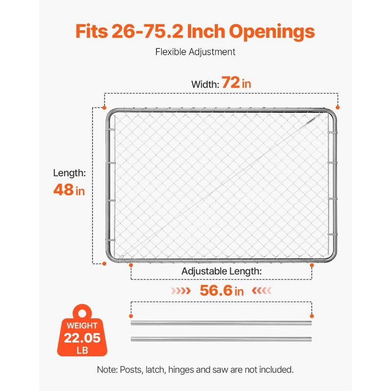 Galvanized Steel Chain Link Gate for Outdoor Yard and Garden