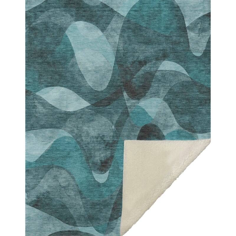 Premium Machine Washable Abstract Contemporary Sherpa Throw Blanket