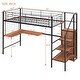 preview thumbnail 28 of 38, Twin Size Metal Loft Bed with Desk, Metal Grid and Wardrobe, White