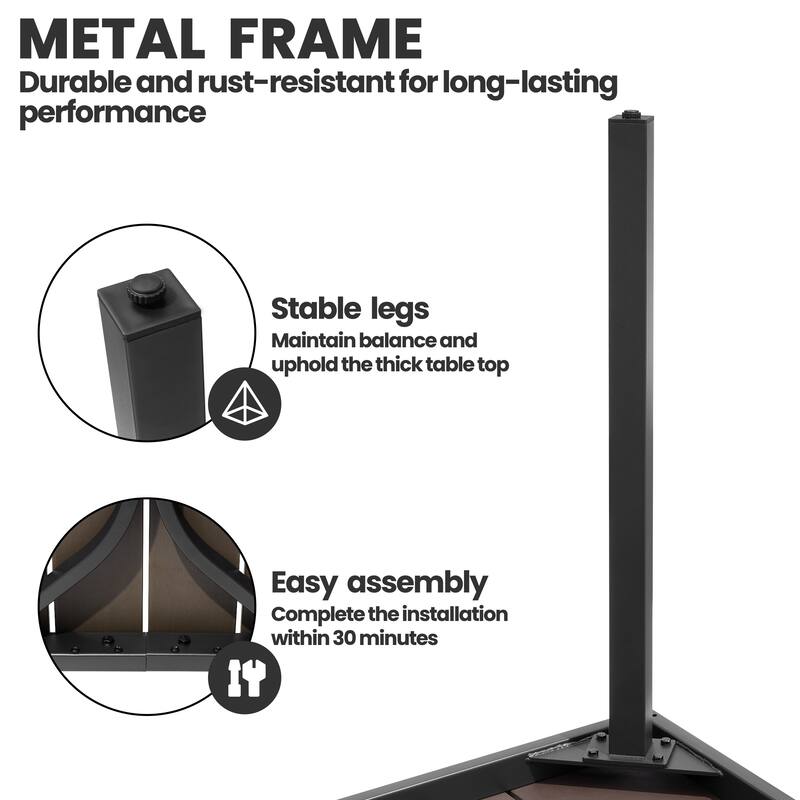 9-Piece Outdoor Dining Set Patio Dining Table with Umbrella Hole and Folding Chairs