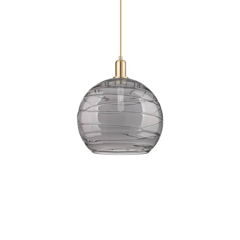 Innovations Lighting 716-1P-16-14 Athens Deco Swirl Pendant Athens - Champagne Bronze / Light Smoke Deco Swirl
