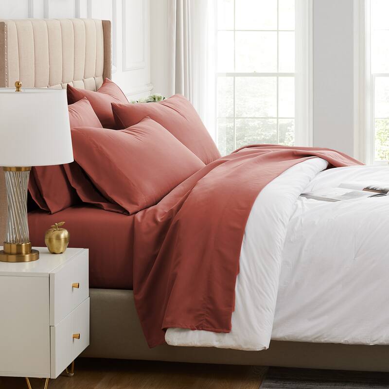 Vilano Comfort Deep Pocket Ultra-Soft 6-piece Bed Sheet Set - Marsala - Split King