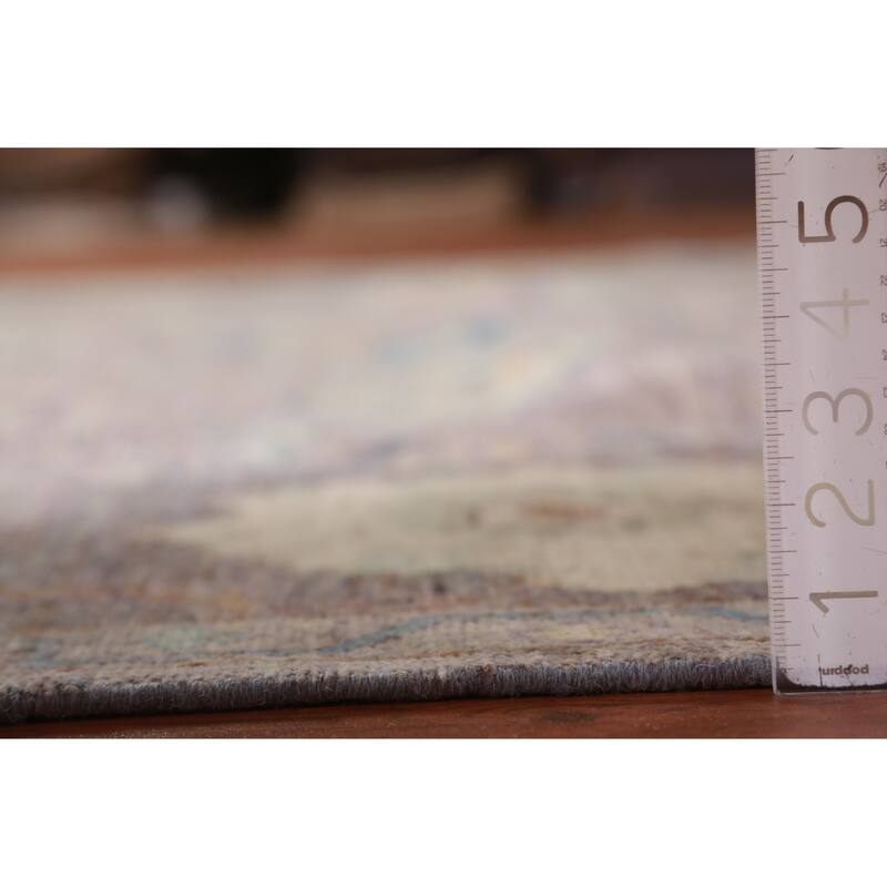 Hand Knotted Oriental 100% Wool Carpet Transitional All-Over Greys & Charcoal Oushak Area Rug - 9' 9'' X 8' 1''