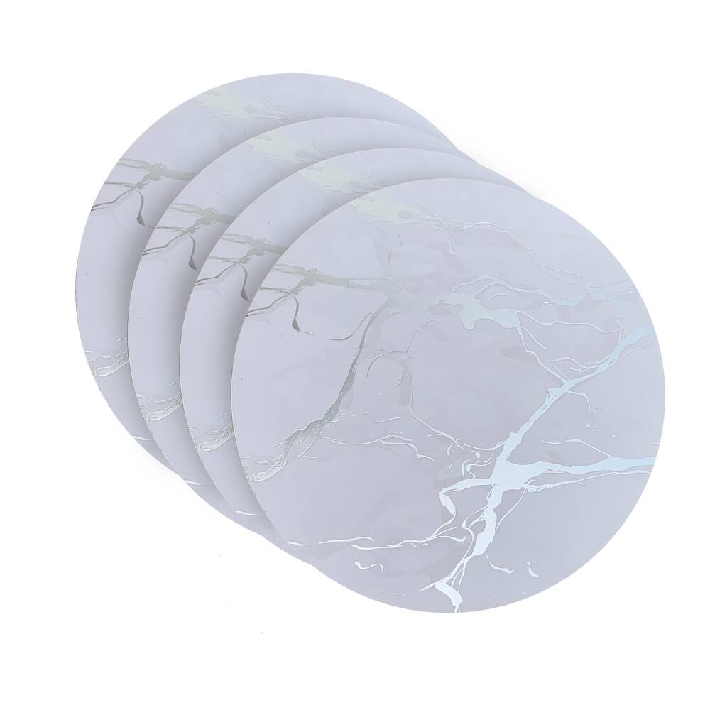 Dainty Home Marble Cork Coaster Set of 8 Round in Silver