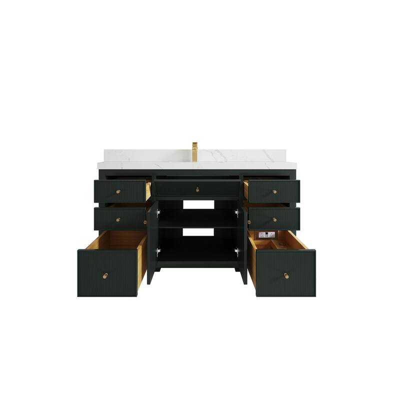 Willow Collections 60 in W x 22 in D Sonoma Free Standing Reeded Single Sink Bathroom Vanity with Countertop