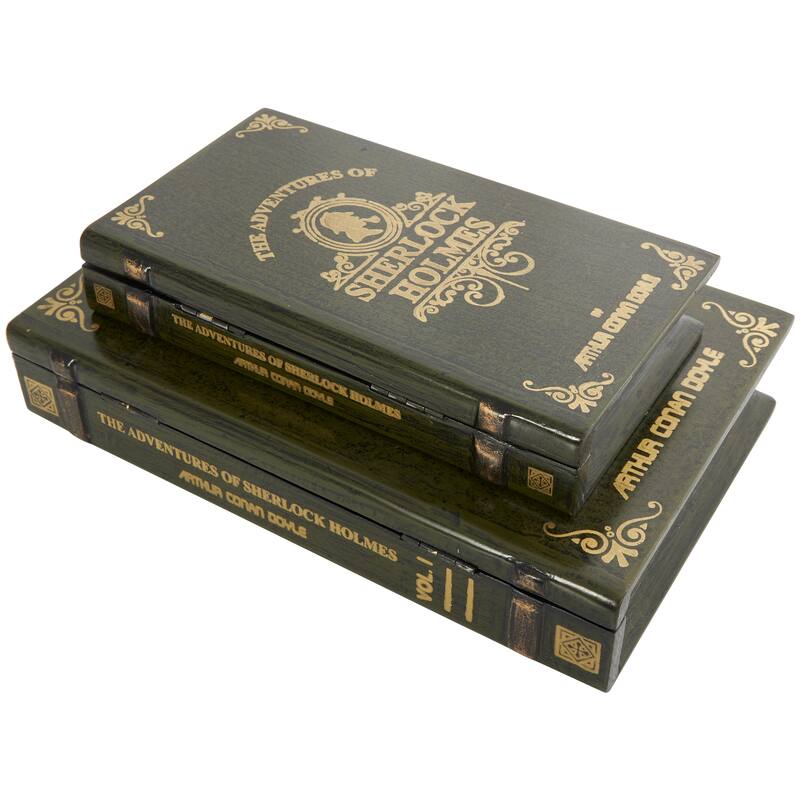 Blue, Green, Brown or Red Wooden Storage Faux Book Box (Set of 2)