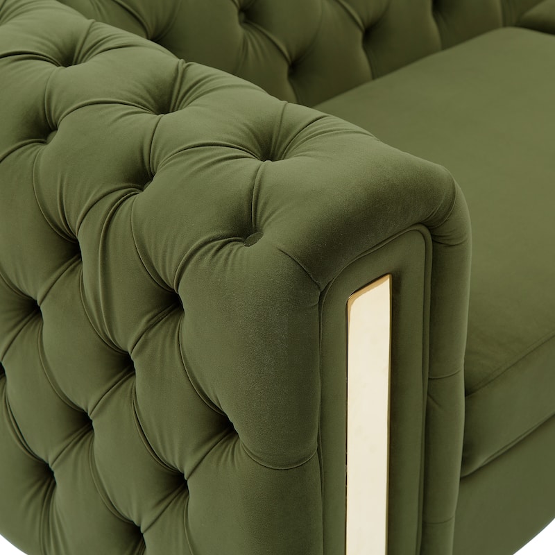Keyser Modern Glam Tufted Velvet 3 Seater Sofa by Christopher Knight Home - 83.75" L x 34.50" W x 27.25" H