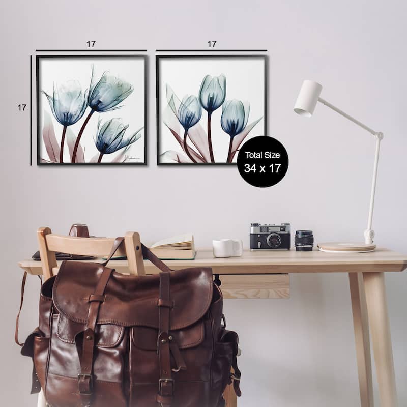Stupell Vibrant Blue Tulips Framed Giclee Art Design By Albert Koetsier (Set of 2)