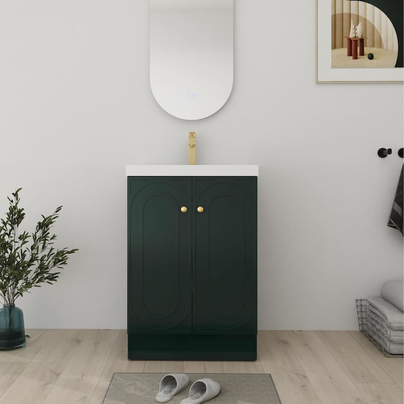 Bathroom Vanity With Sink In 24/30/36 Inch, Freestanding Bathroom Vanity With Soft Close Door and Adjustable Shelf - 23.6''W×19.7''D×35.4''H - Green