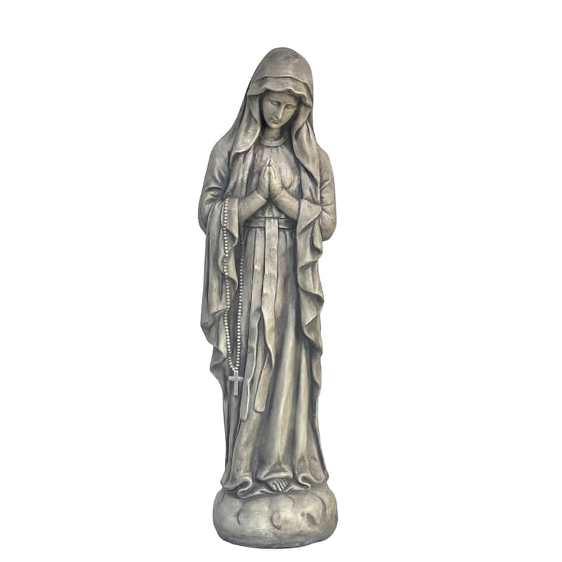 HomeRoots 32" Gray Polyresin Virgin Mary Outdoor Statue