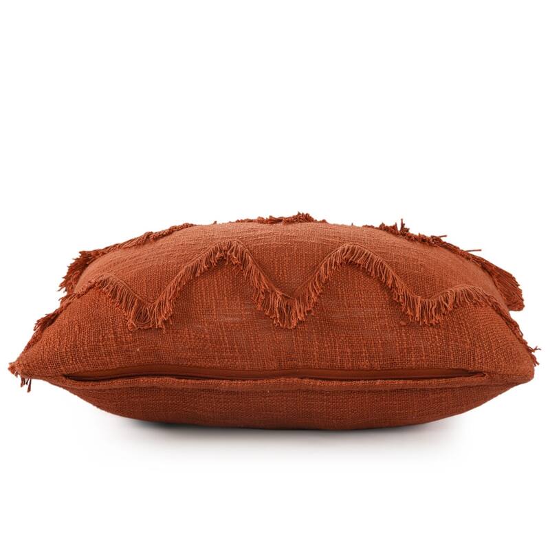 HomeRoots 14" X 20" Cinnamon Chevron Cotton Lumbar Throw Pillow With Texture
