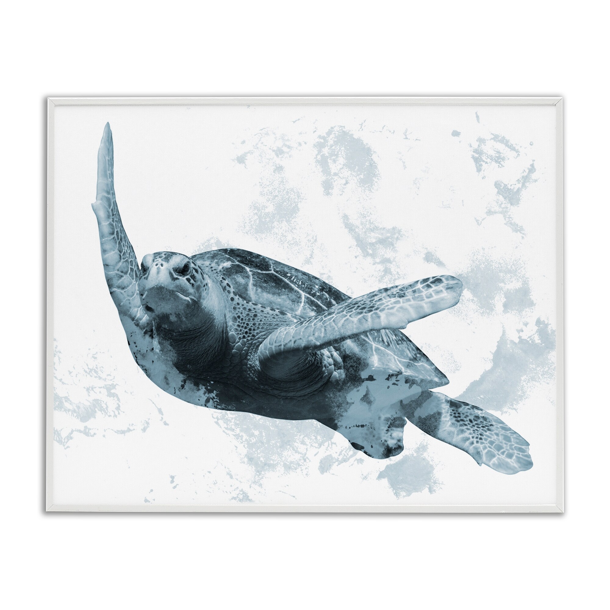 Stupell Weathered Turtle Blue Portrait Framed Giclee Art Design By Marcus Prime