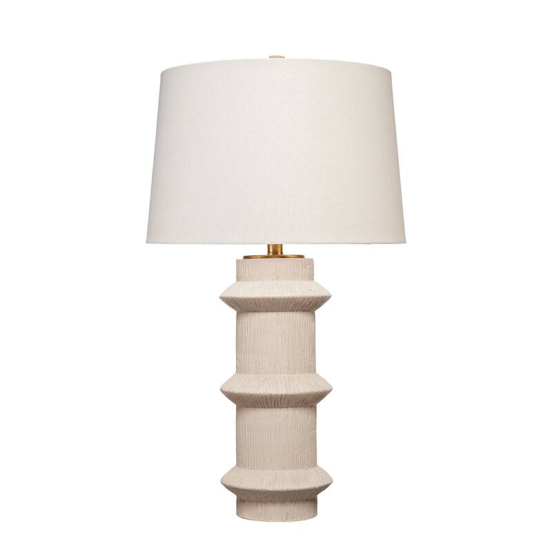 Disy Accent Table Lamp, Linen, Turned Sculptural Polyresin 30 Inch