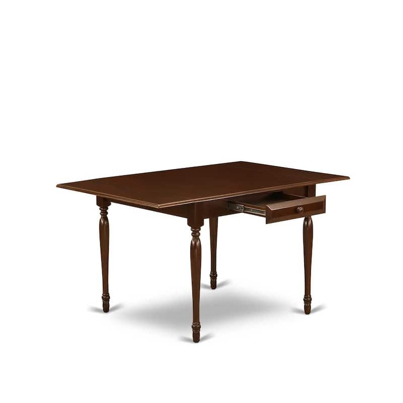 HomeStock 3-Pc Mahogany Finish Rectangular Solid Wood Top with Dropleaf Dining Table Set