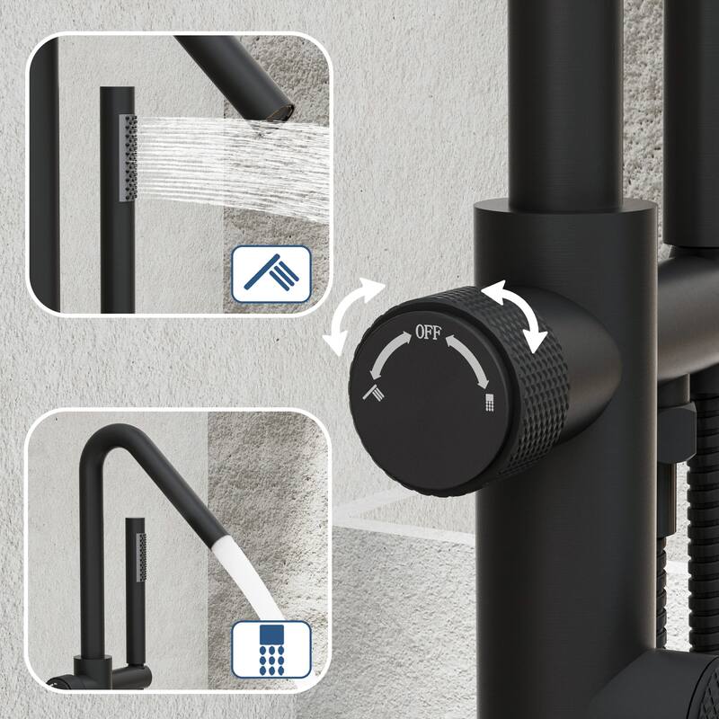 Modland 46''H Outdoor Shower System 316 Stainless Steel Thermostatic Freestanding Poolside Faucet with Swivel Spout - 46'' H