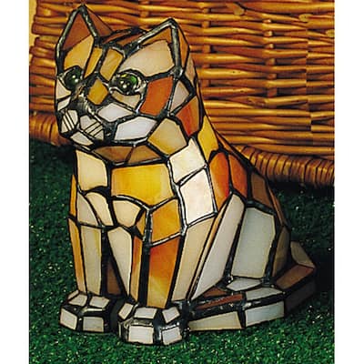 Meyda Tiffany Orange Tabby Cat Stained Glass / Tiffany Specialty Lamp