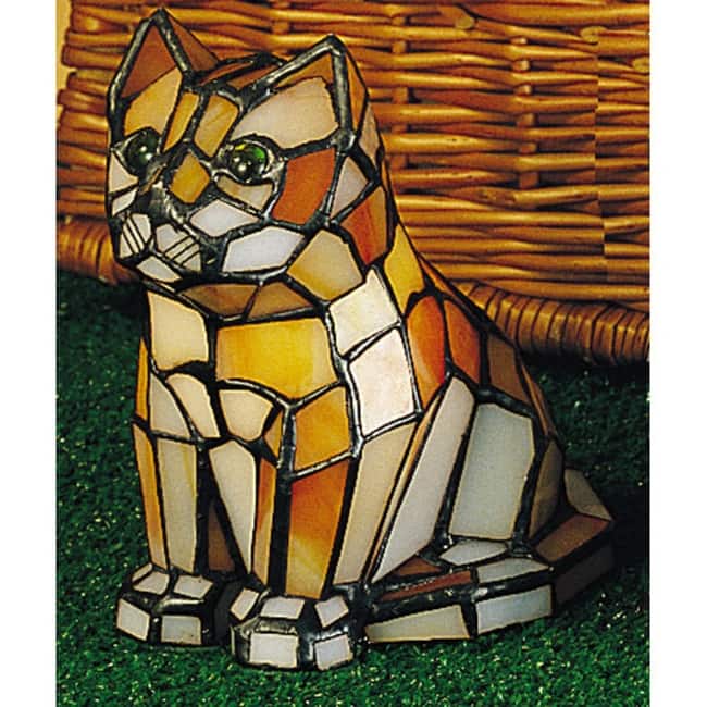 Meyda Tiffany Orange Tabby Cat Stained Glass / Tiffany Specialty Lamp