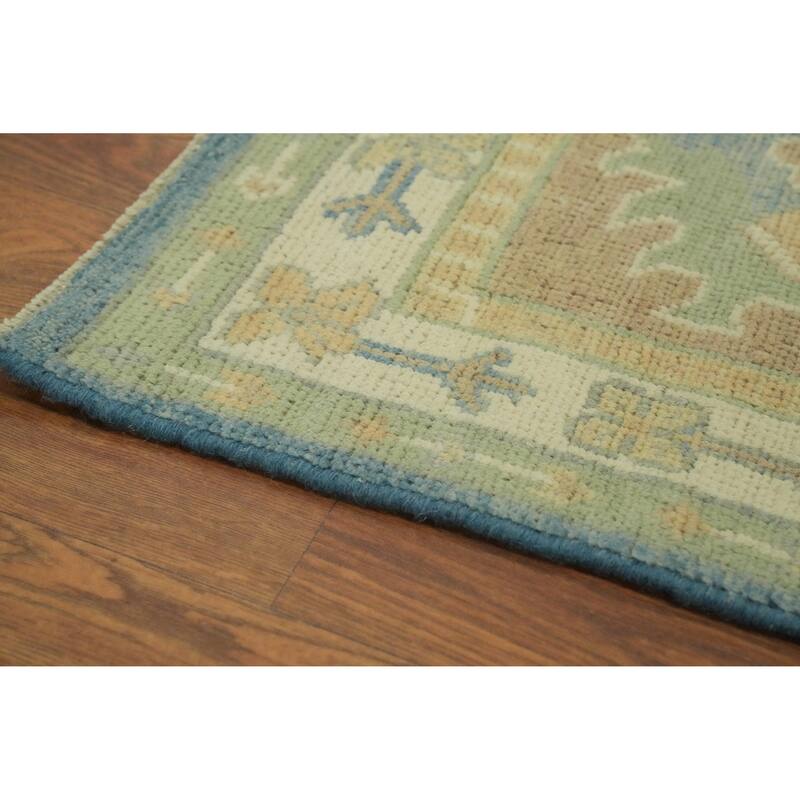 Vegetable Dye Blue Oushak Turkish Large Rug 10x14 - 13' 7'' X 10' 0''