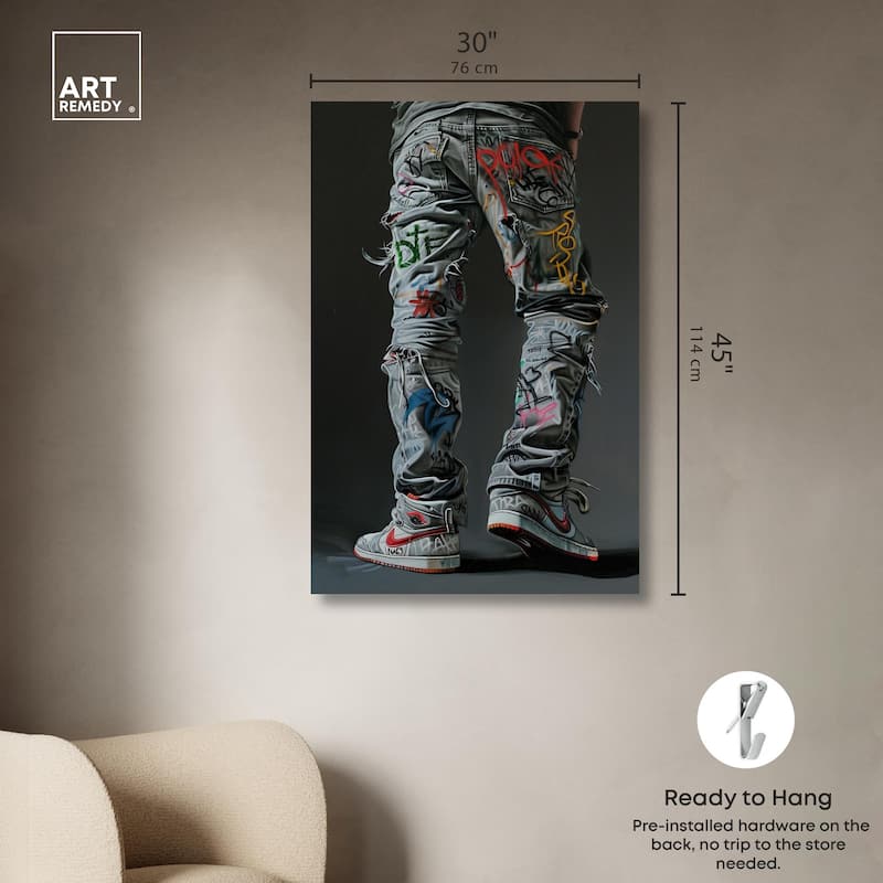 Graffiti Jeans and Sneakers Canvas by Art Remedy, Gallery Wrapped